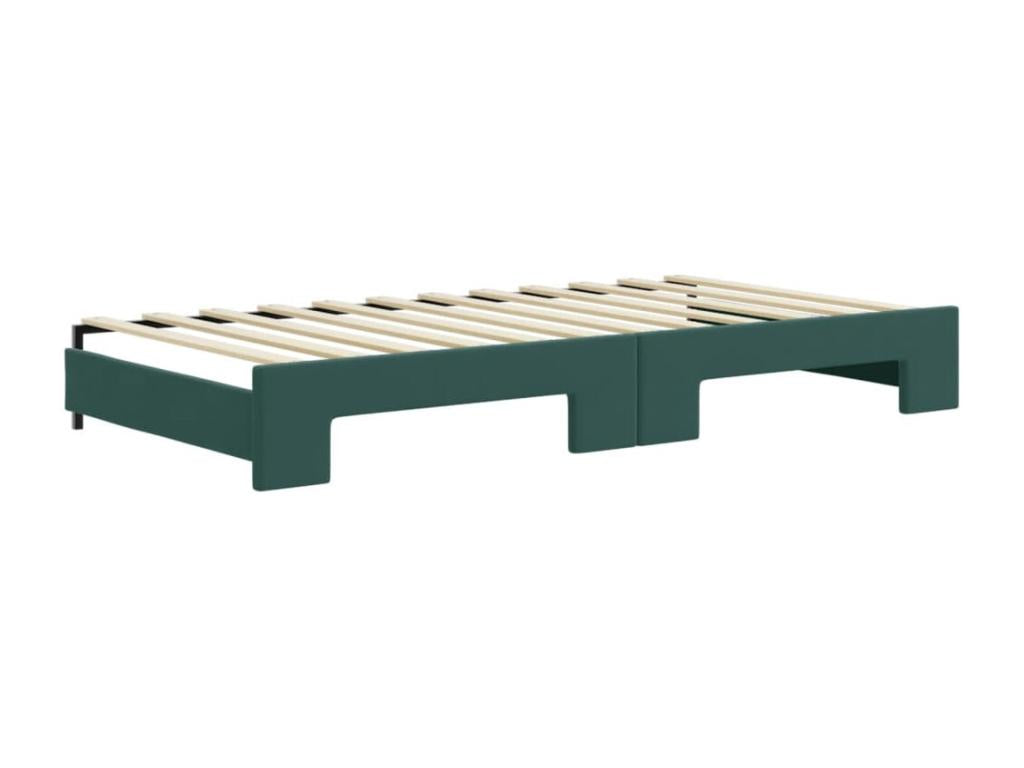 Daybed with trundle bed and drawers, dark green, 100x200 cm, velvet KICQ07669