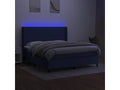 Upholstered bed base with mattress and blue LED lighting, 180x200 cm, fabric LWUB73481