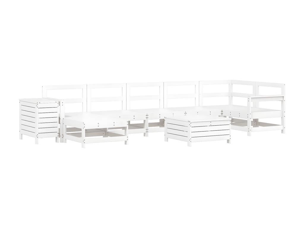 9-piece garden furniture set, white, solid pine wood ADCP61442