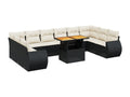 11-piece garden furniture set with cushions, black woven resin LLVV41258