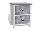Lysvia 2-Drawer Bedside Table in White and Grey Paulownia Wood - Set of 2 GMQD02039