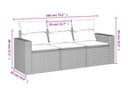 3-piece garden furniture set with cushions, grey woven resin GDJJ45023