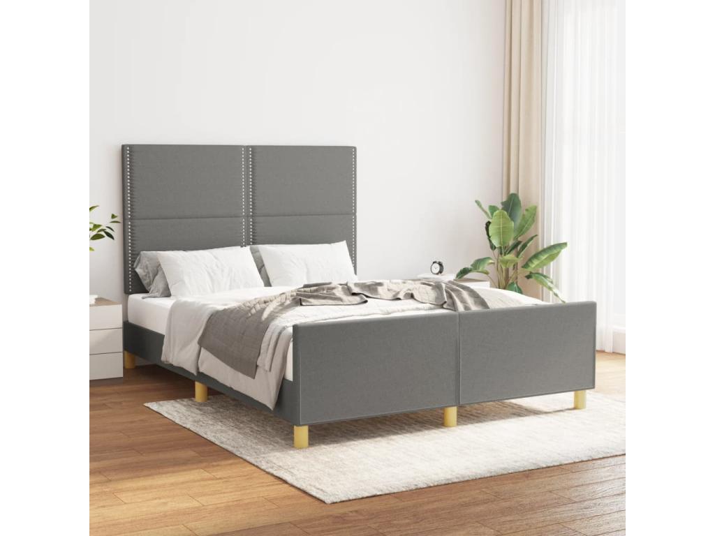 Dark grey bed frame without mattress, 140x190 cm, fabric QHJK14977