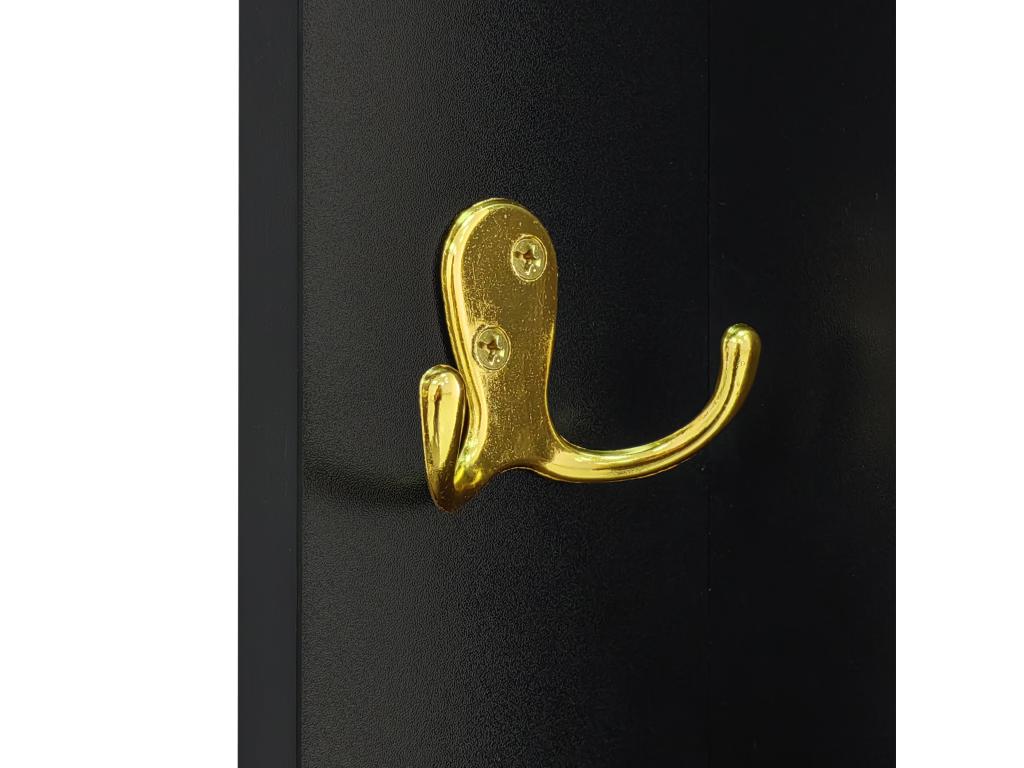 Wardrobe for living room - with hooks and shoe bench - Black ALCM08449