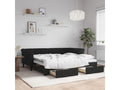 Daybed with pull-out bed and drawers, black, 90x190 cm, velvet, VJEJ37369