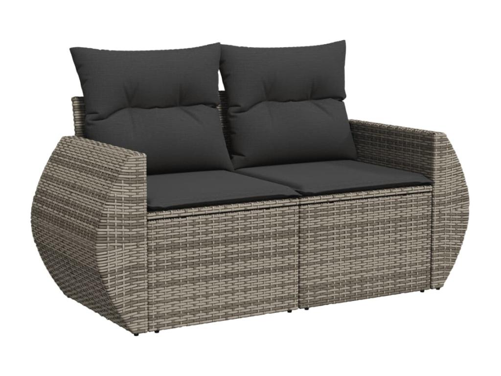 11-piece garden furniture set with grey resin wicker cushions HCLE12202
