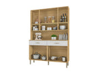 Kitchen Buffet with 8 Doors and 2 Drawers, Oak and White, W 121.4 cm, H 173.5 cm, D 36.3 cm, VUXX66698