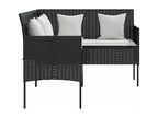 5-piece L-shaped sofa set with cushions, black woven resin DICV34355