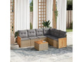 7-piece garden furniture set with cushions, beige woven resin JPYR22732