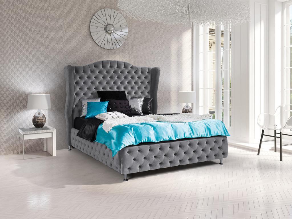 Bed 102 Double Gray 180x200 Tapestry 207x222x162cm ELEL66054