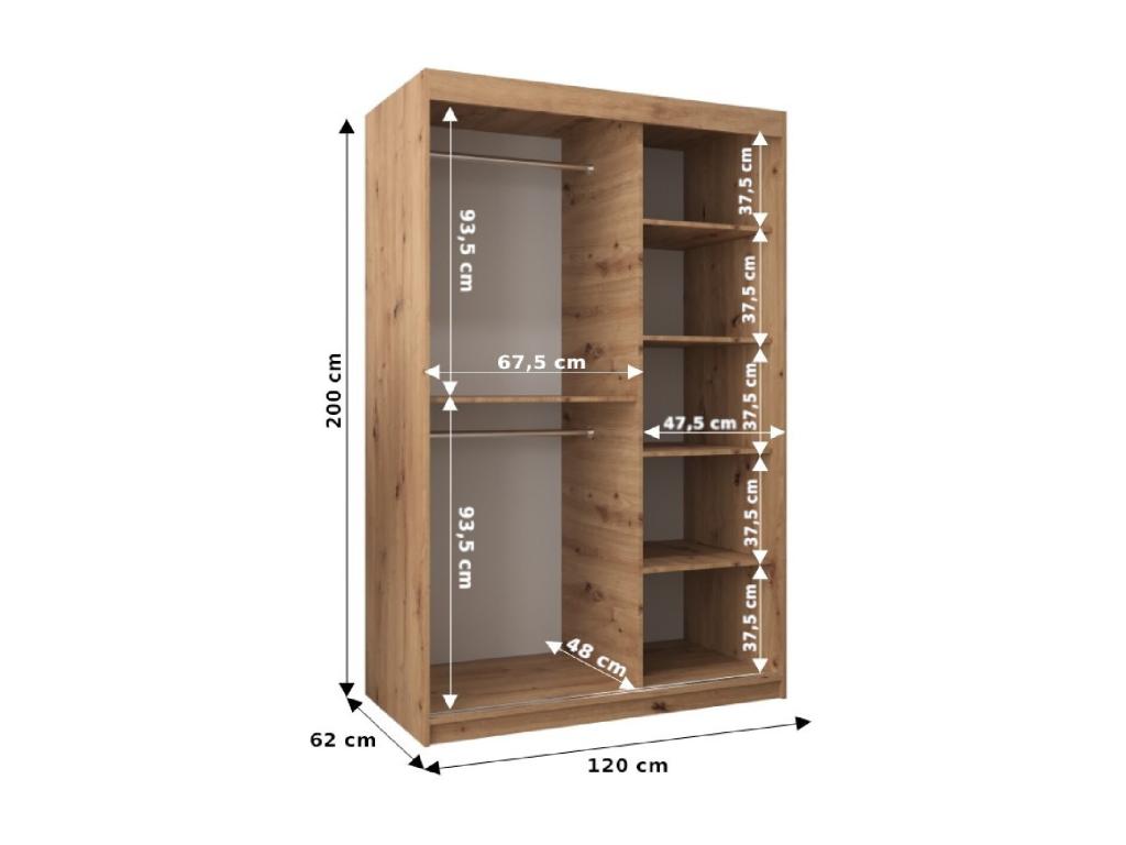 Sliding Door Wardrobe 200/120/62 2 Doors Elariva/Black EICG35614