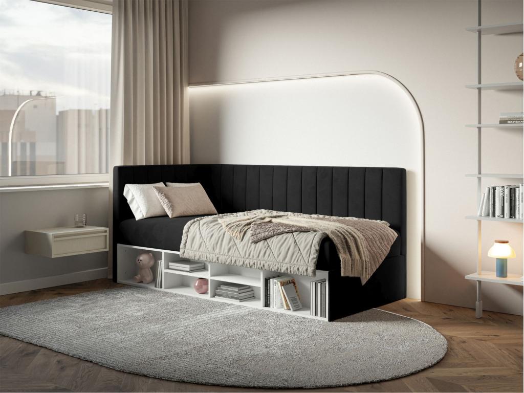 Teen bed with storage - black - right-hand side - Elariva XWLM45915