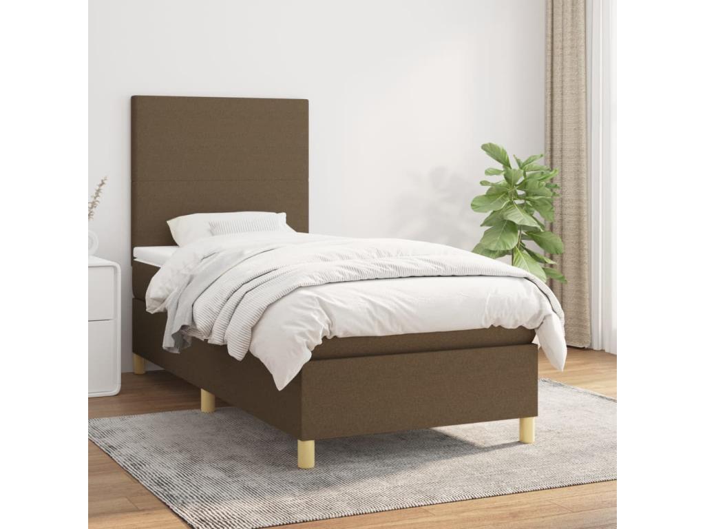 Upholstered bed base with mattress, dark brown, 80x200 cm, NLWR85918