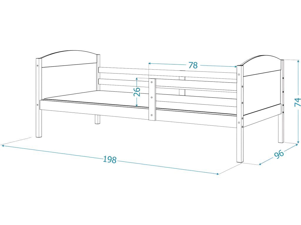 Children's Bed 90x190 Pine - Pink. Comes with slatted bed bases. KUTH15886