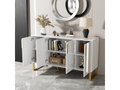 Modern sideboard - 4 textured engraved doors with gold handles - White MZYO11804