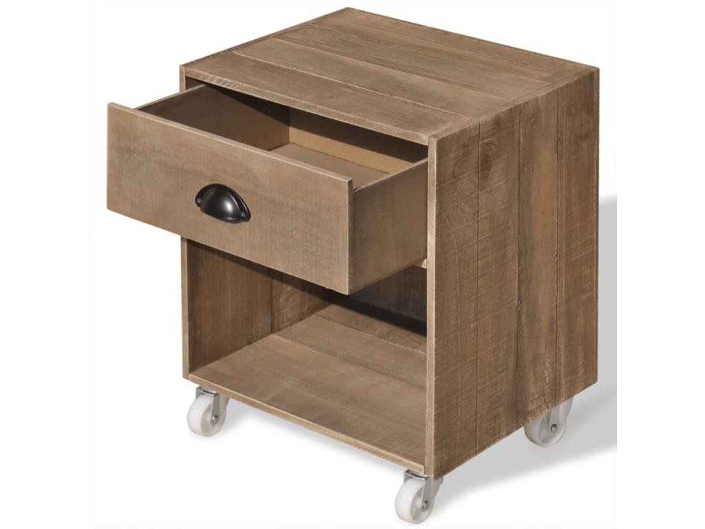 Brown solid wood bedside table CYDR84498