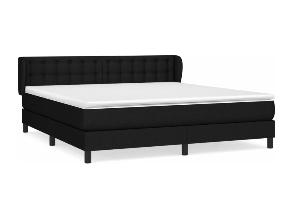 Upholstered bed base with mattress, black, 160x200 cm, fabric, KOTP43857