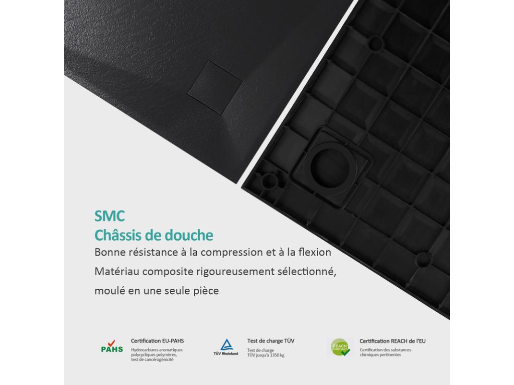 Elariva Semi-circular Anti-slip Shower Tray SMC Shower Tray Black 90x90 cm JCXX65808