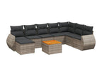 9-piece garden furniture set with grey resin wicker cushions ZIJF56578