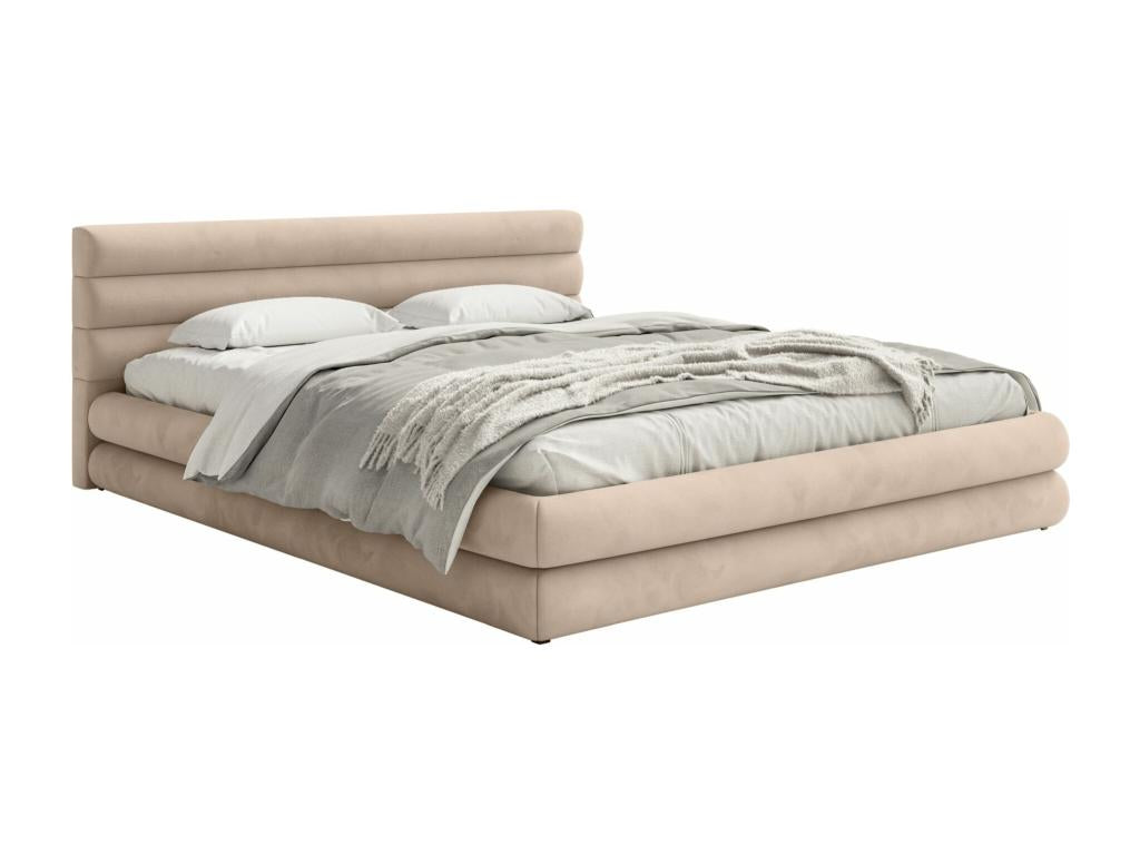 Storage bed - 140x200 cm - in beige water-repellent velvet - Elariva SSCX02735