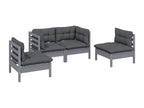 4-piece garden furniture set with cushions, solid pine wood CHZP76524