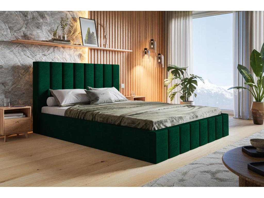 Lysvia Bed with Storage 180x200 cm Lysvia - Velvet Fabric / Slatted Base Adult Bed 180x200 cm - Velvet Green Lysvia 19 RYPL68560