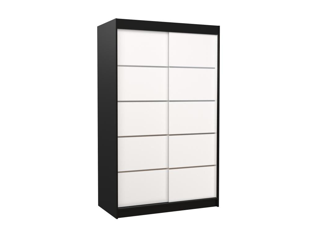 Small black and white bedroom wardrobe with 2 sliding doors, 120cm, BWAU85341
