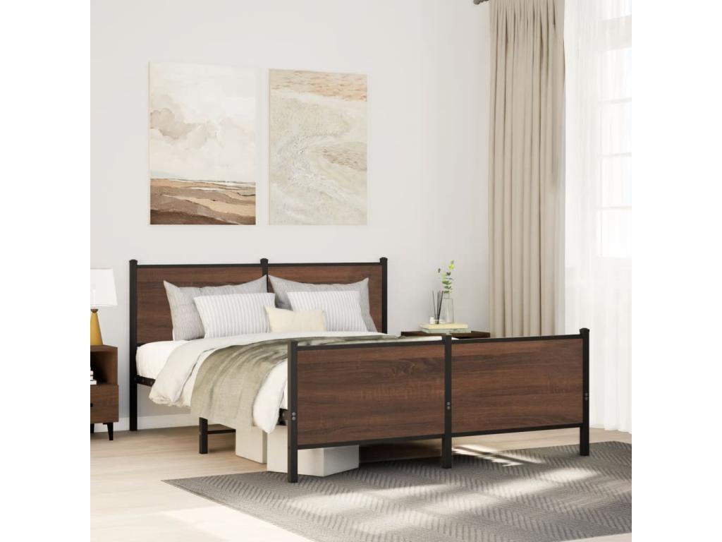 Metal bed frame with headboard and footboard 140x190 cm UKVC73202