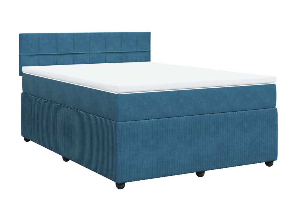 Bed base and blue 140x200 cm velvet mattress NVWD79592