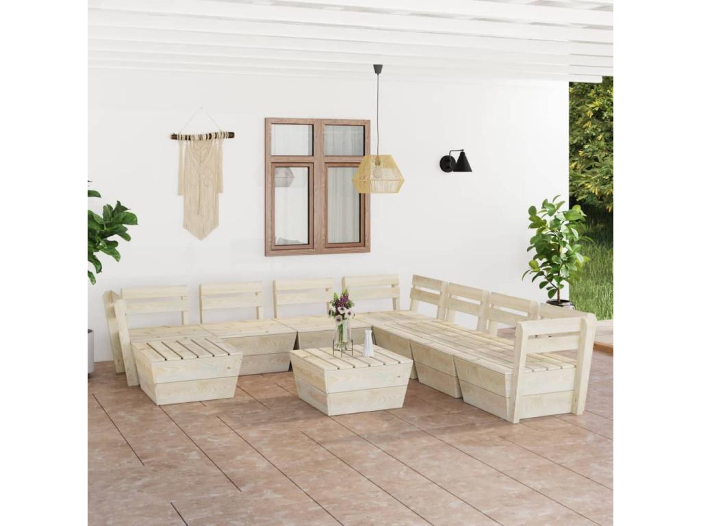 9-piece pallet garden furniture set, impregnated spruce wood ASKU39073