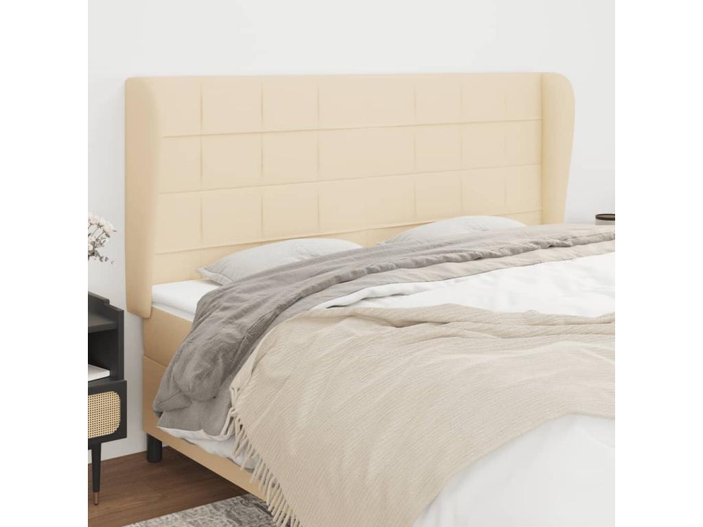 Headboard with wings, Cream, 183x23x118/128 cm, Fabric KIKL78096