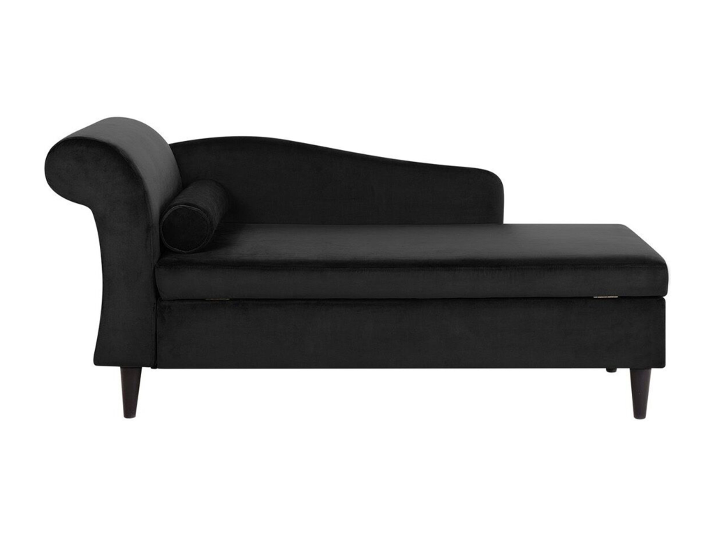 Black Velvet Chaise Longue, Right Side, HLFX48722