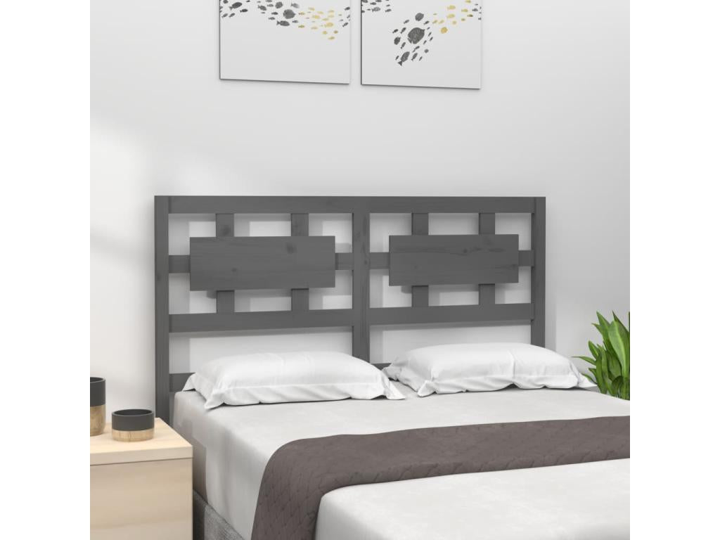 Grey Headboard 145.5x4x100 cm Solid Pine Wood XFNX37329