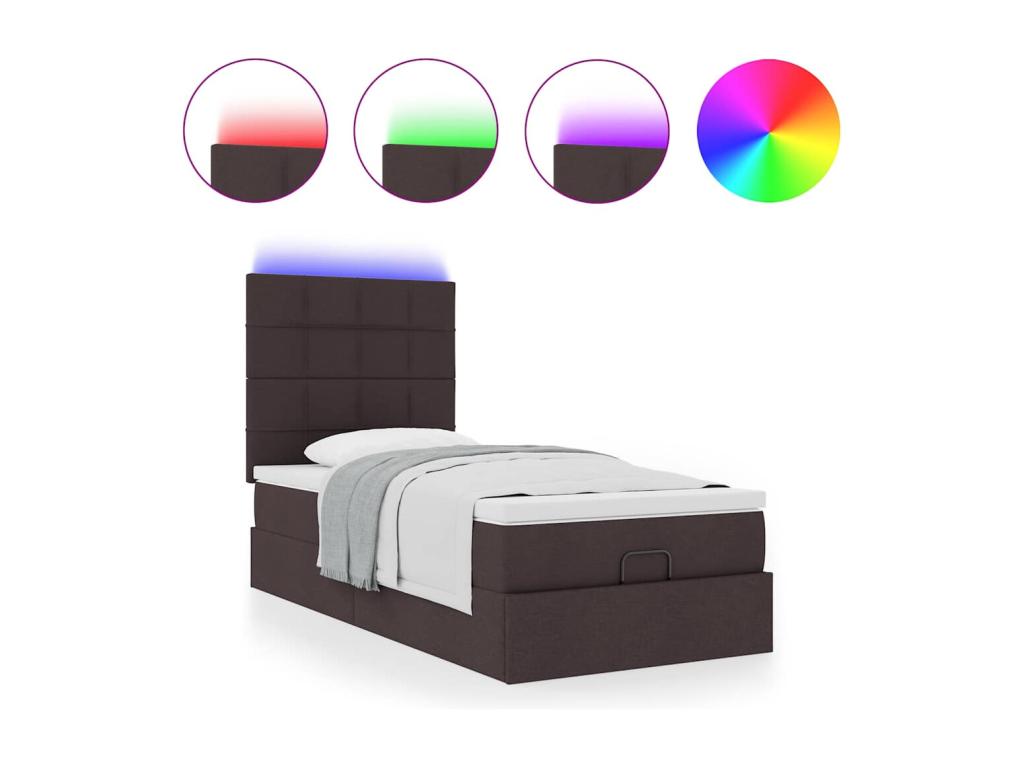 Ottoman bed frame with dark brown mattress 90x200 cm fabric OYDZ03480