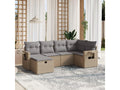 6-piece garden furniture set with cushions, meElariva beige woven resin QDTD03560