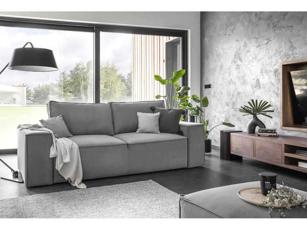 Lysvia 260cm 4-seater convertible sofa in light brown fabric AUXC34076