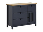 Elariva - Chest of Drawers with 4 Drawers and 1 Door, Waxed Wood and Dark Grey, SMPC50227