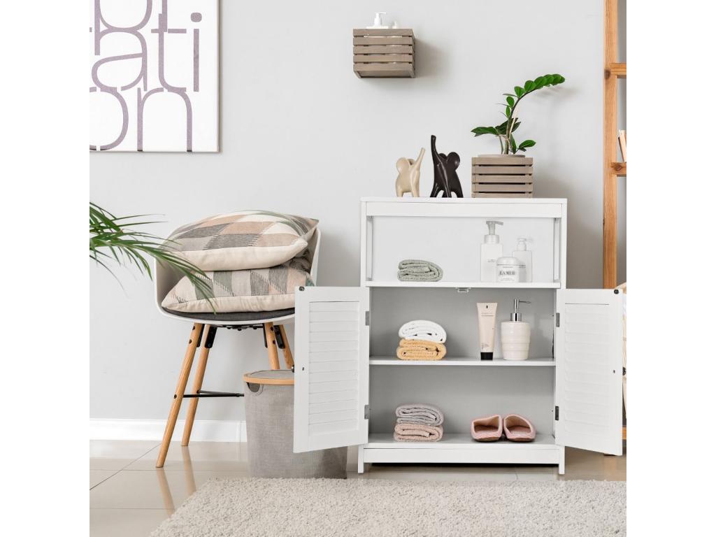 Bathroom cabinet with 2 slatted doors and shelves 60x30x80.5 cm PSXW76892