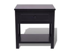 Bedside table with 1 drawer and 1 top, solid black paulownia wood - Set of 2 QWRB50109