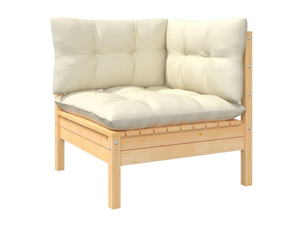 11-piece garden furniture set with cream cushions, solid pine wood IWCQ28225