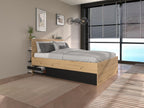 Storage bed 140x190 cm - Natural and black color - Elariva BPAC35653