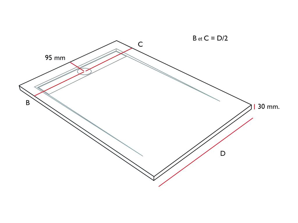 Grey 7035 shower tray with smooth finish and coloured grid - 130x90 cm KZSC91783