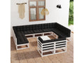 12-piece garden furniture set with cushions, white, solid pine wood, EPUD11101