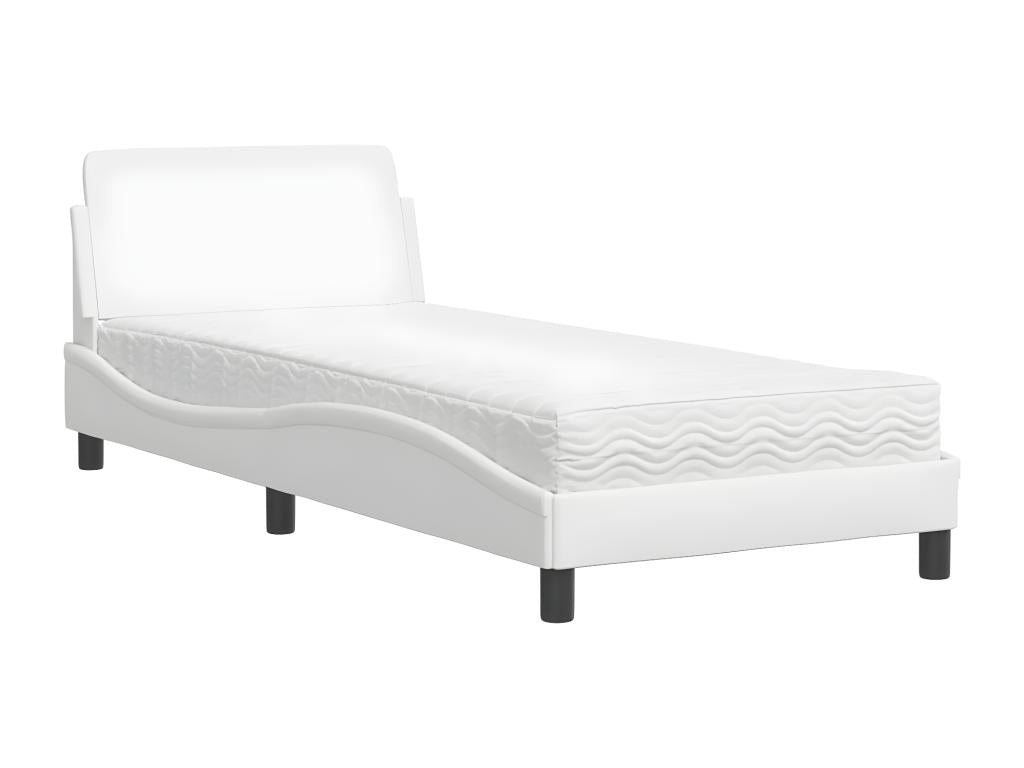 Bed with white mattress 90x200 faux leather QYSI49999