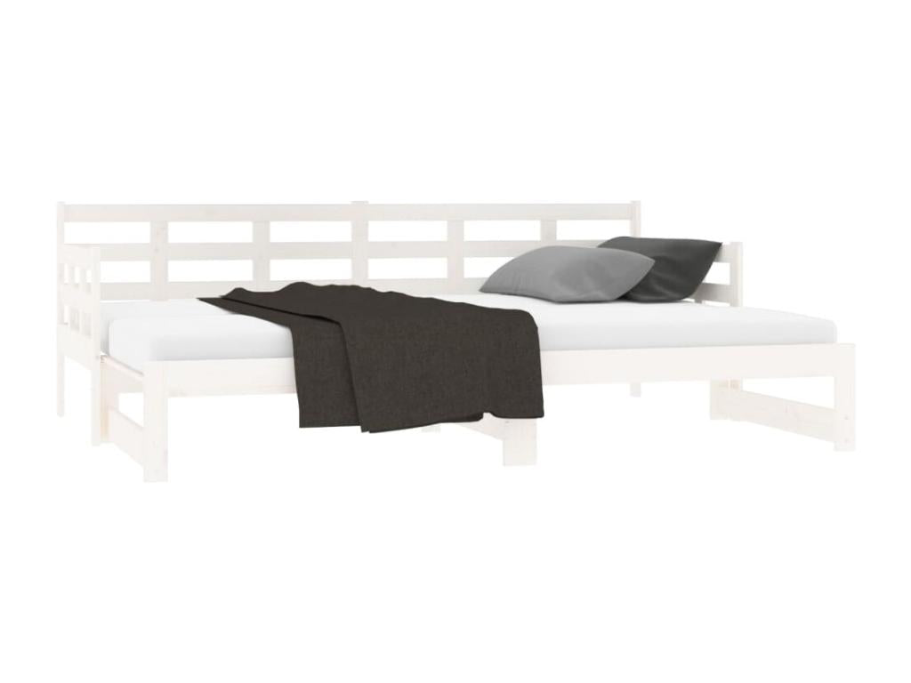 Sliding bed, white, solid pine wood, 2 x 90x190 cm, TTMC68478