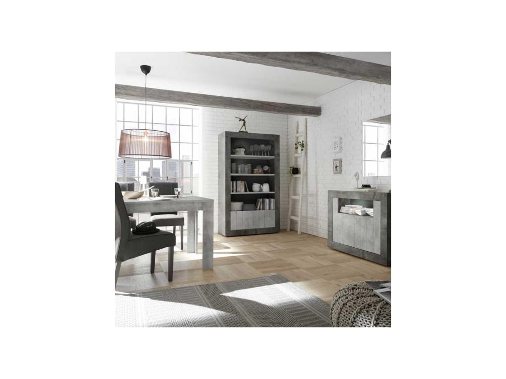 4-shelf bookcase, dark/light waxed concrete - n 2 MWOQ69294