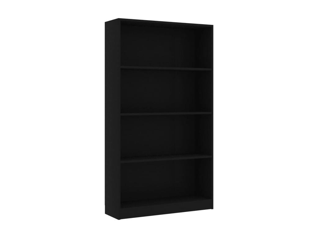4-Tier Bookshelf, Black, 80x24x142 cm, Chipboard, NIZB09896