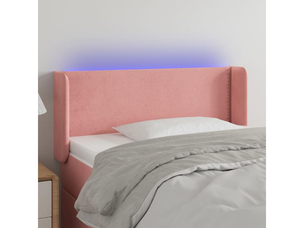 Pink LED Headboard 83x16x78/88 cm Velvet YNBE41980