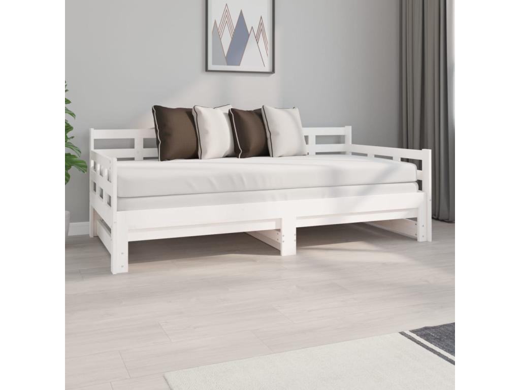 Sliding bed, white, solid pine wood, 2 x 90x190 cm, TTMC68478