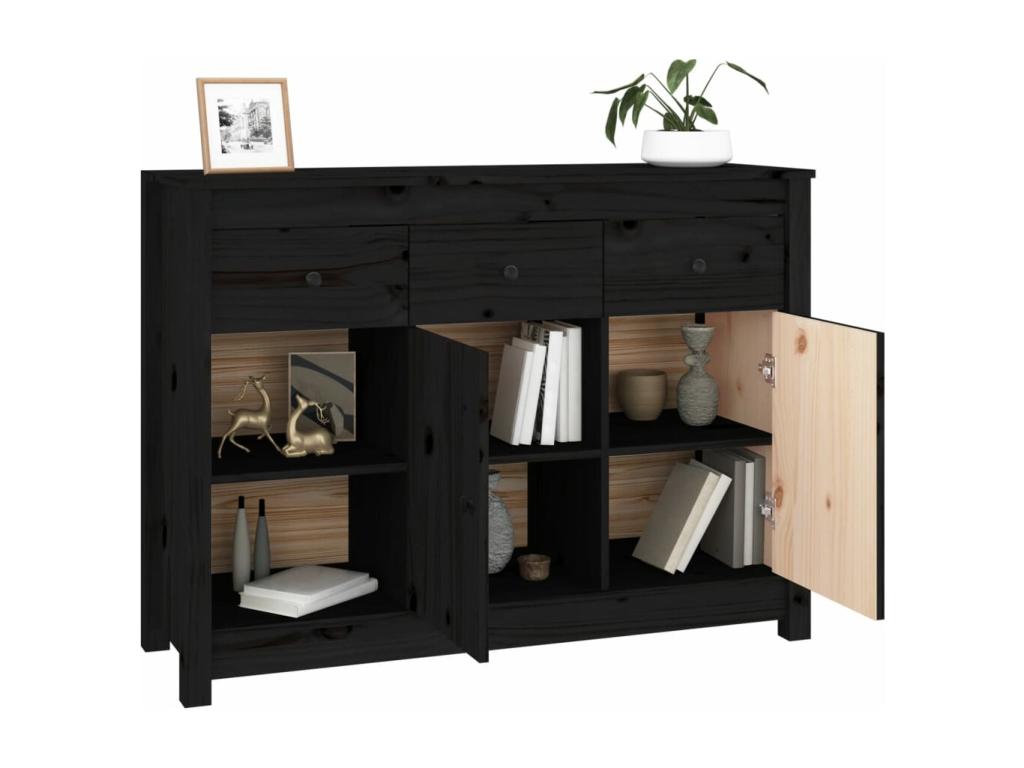 Black Buffet 100x35x74 cm Solid Pine Wood DECJ36219